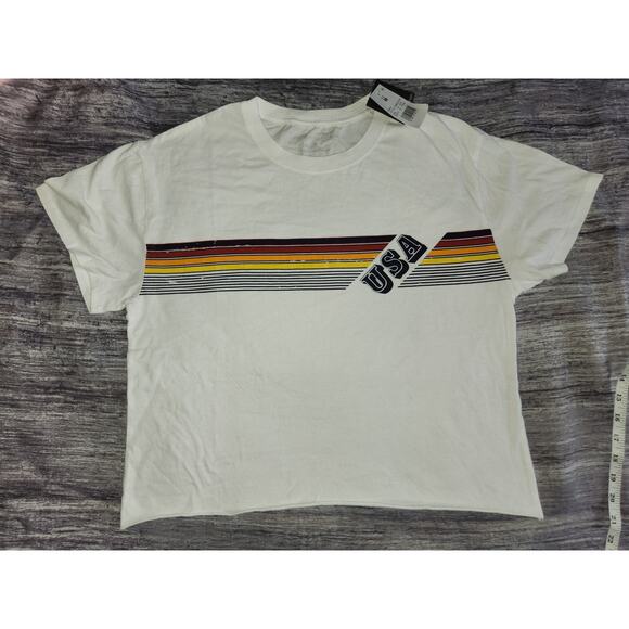 *5 for $25* Grayson Threads USA NWT White‎ Cropped Cotton T-Shirt Size Medium - Picture 1 of 8